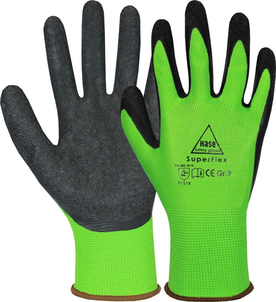 Hase SUPERFLEX Montagehandschuhe EN 388 Gr. 6-11 Grün Polyester/Latex