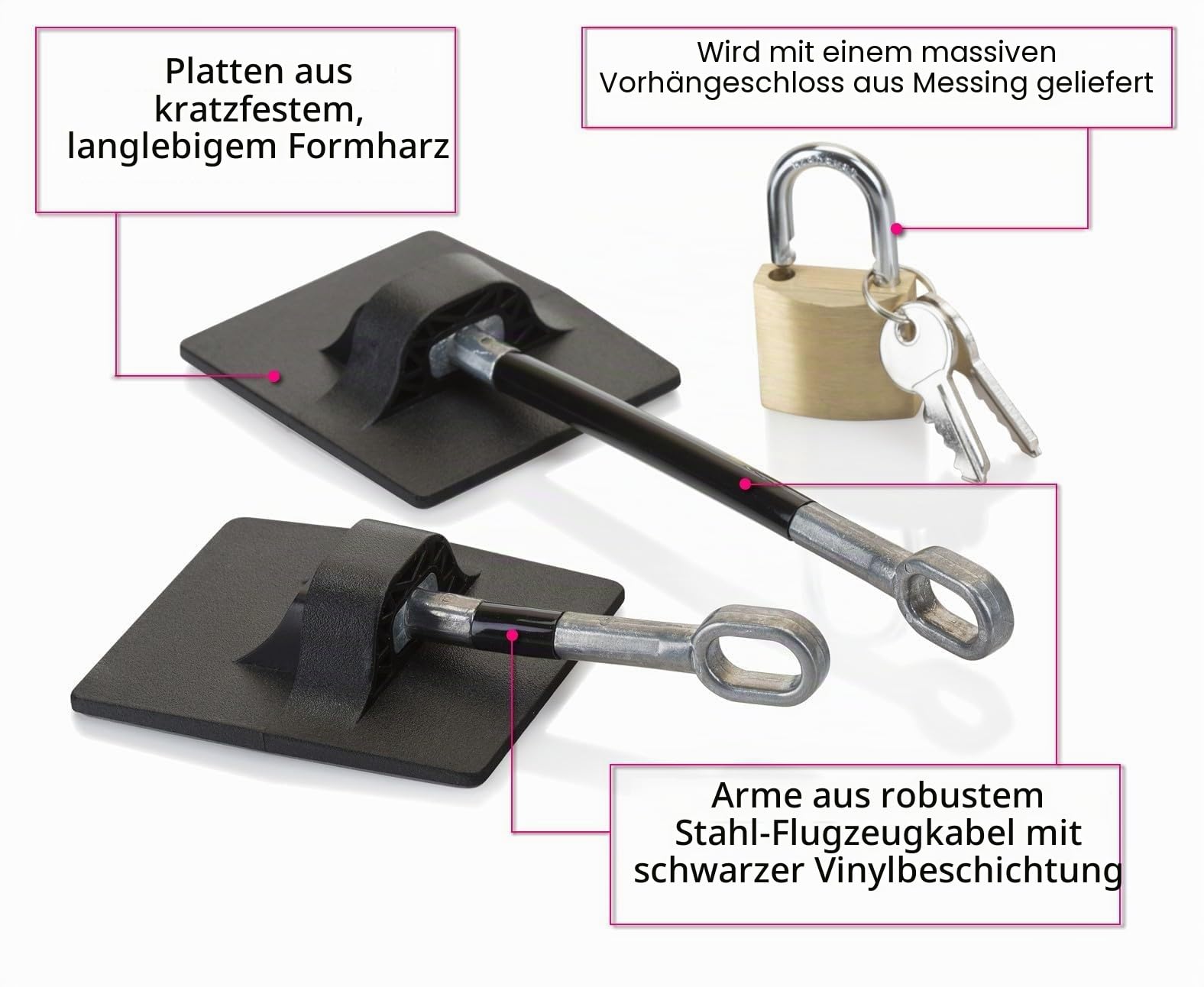 Computer Security Products Kühlschrankschloss mit Vorhängeschloss - Schloss mit Schlüssel - Kindersicherung für Kühlschrank - Schwarz
