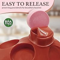 Vista 2 de HKNMTT Moldes redondos de silicona, 2 unidades, 12 cavidades de 2.1 pulgadas, cilindros cubiertos de chocolate, moldes para hornear antiadherentes