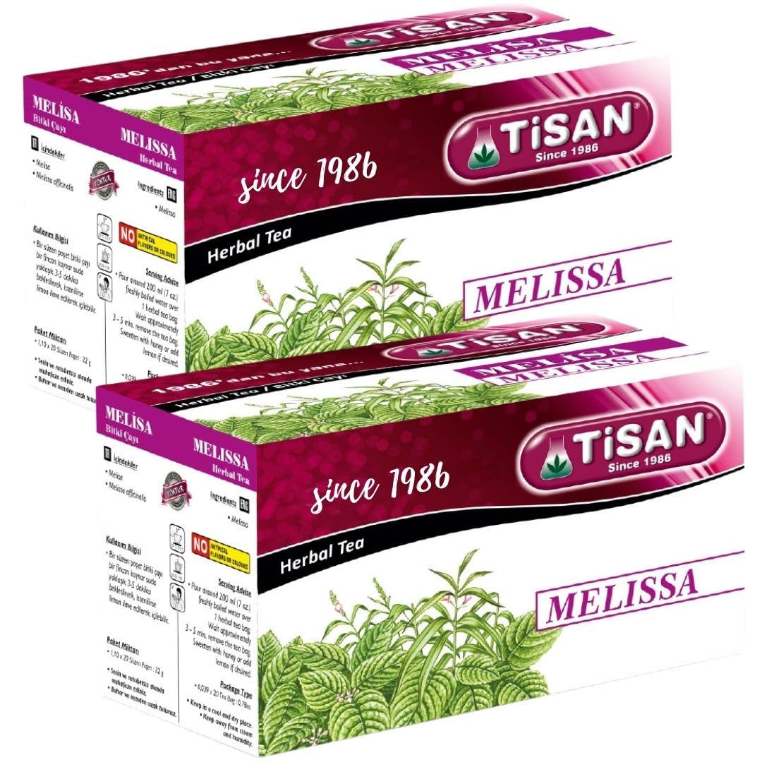 Tisan Melissa Tea (Lemon Balm) – Relaxing Herbal Tea | 40 Tea Bags, Natural Caffeine-Free Blend