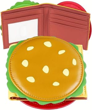 Cute Small Hamburger Wallet Bag, Funny Small Cheeseburger Wallet, PU Leather Wallet Coin Purse