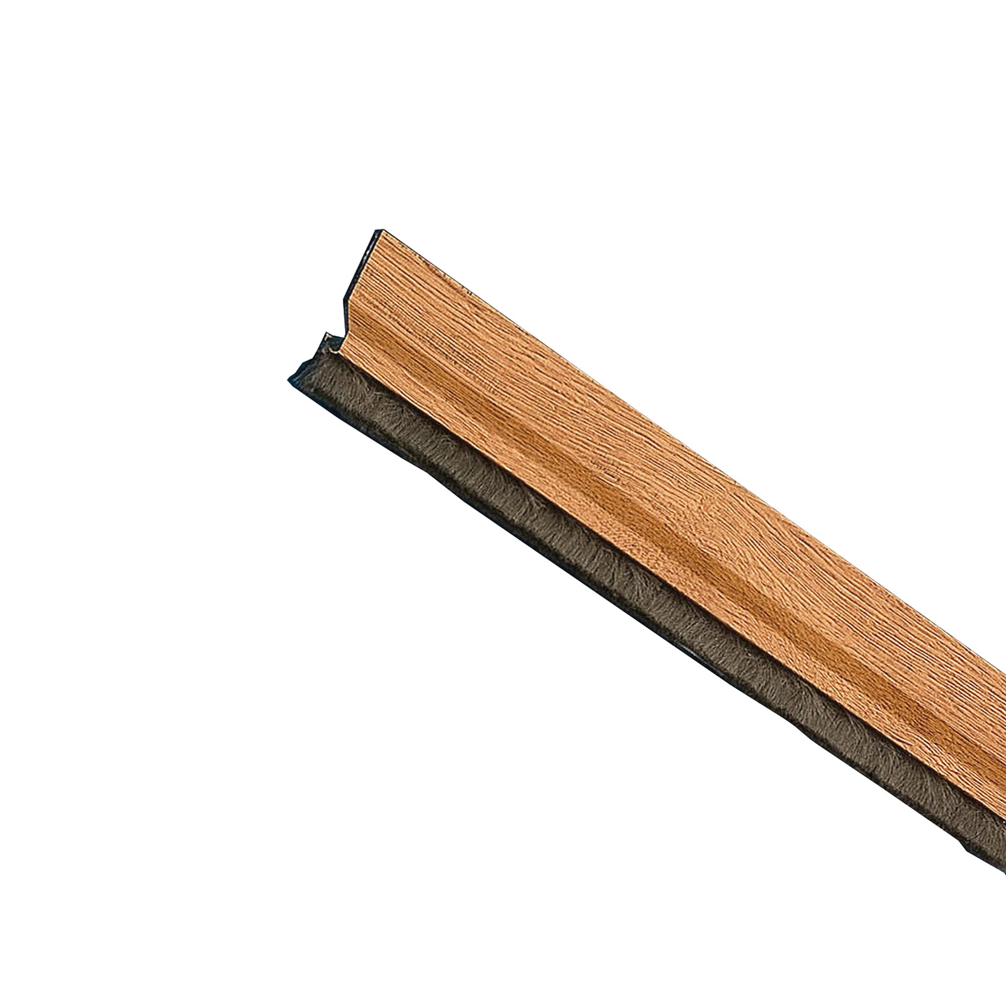 Amig - Burlete Modelo 2, Burlete adhesivo de sobreponer, Cepillo de pelo, Lámina de plástico entre la escobilla, Roble, Aluminio, 82 cm