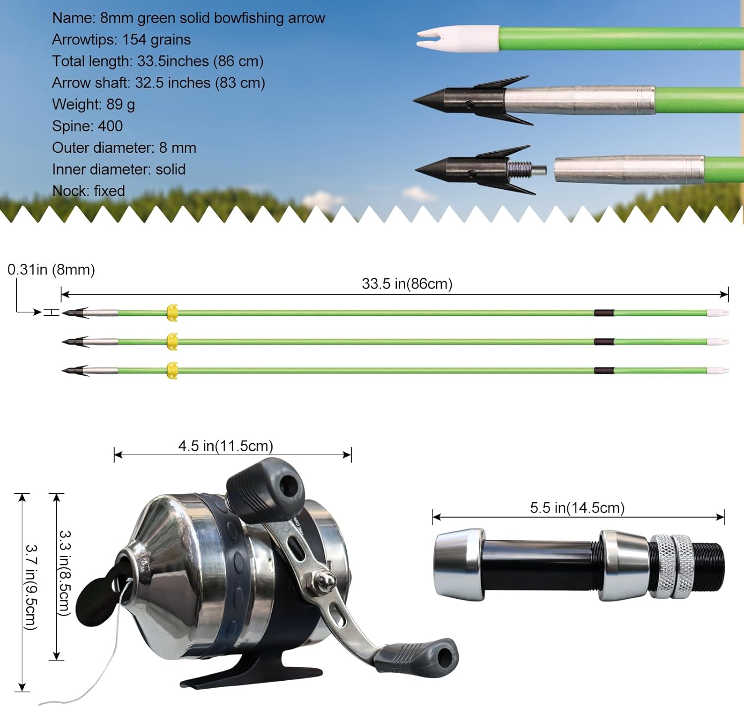 D&Q Bowfishing Bow 40lbs Bow and Arrow Set for Adults Beginner, Bow Fishing Combo Kit Bowfishing Reel Bowfishing Arrows for Fish, Recurve Bows for Adults Hunting Practice Shooting (Black 40lbs)