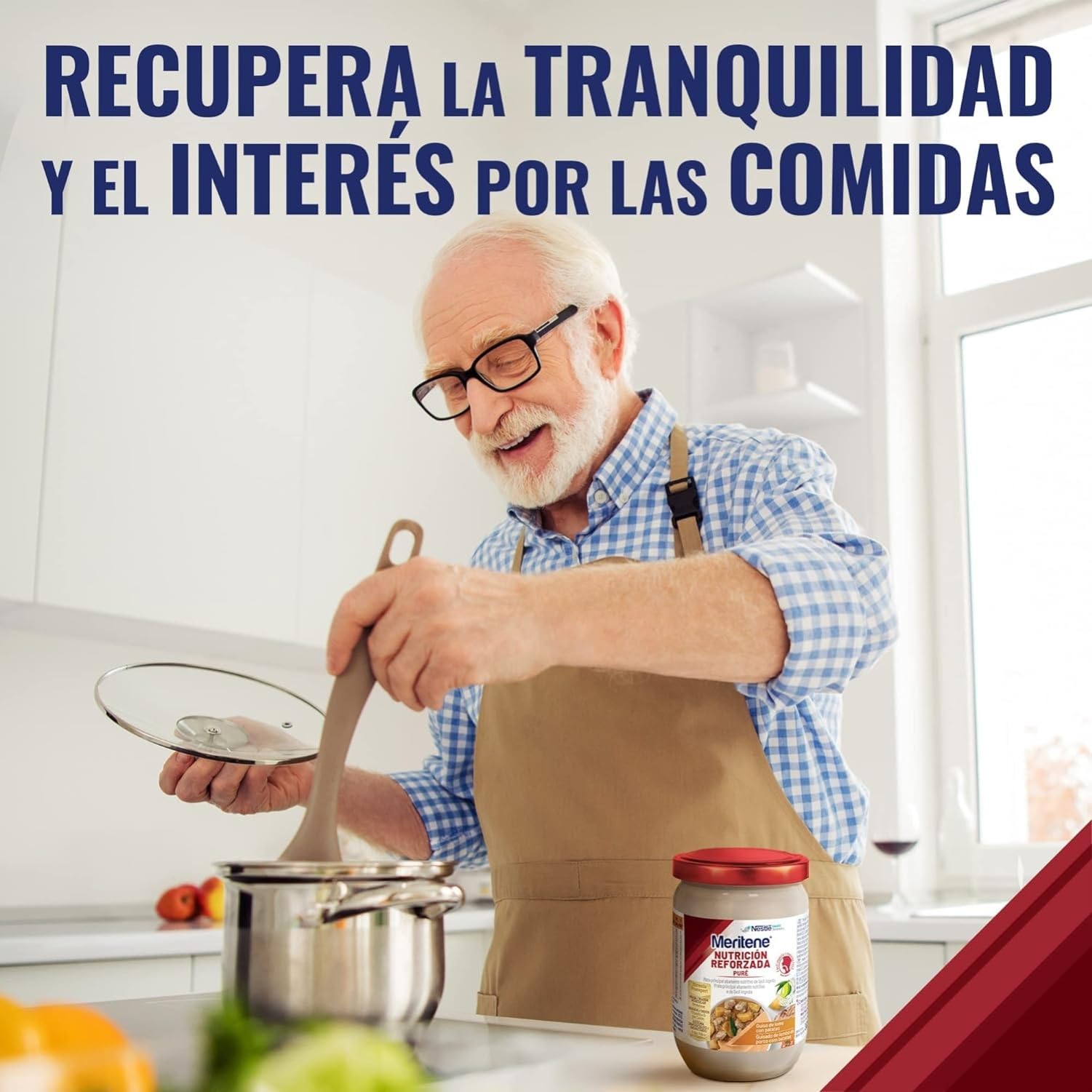 Meritene Puré de Guiso de Lomo con Patatas 300 gr Alimento Nutritivo para Adultos con Dificultad para Tragar