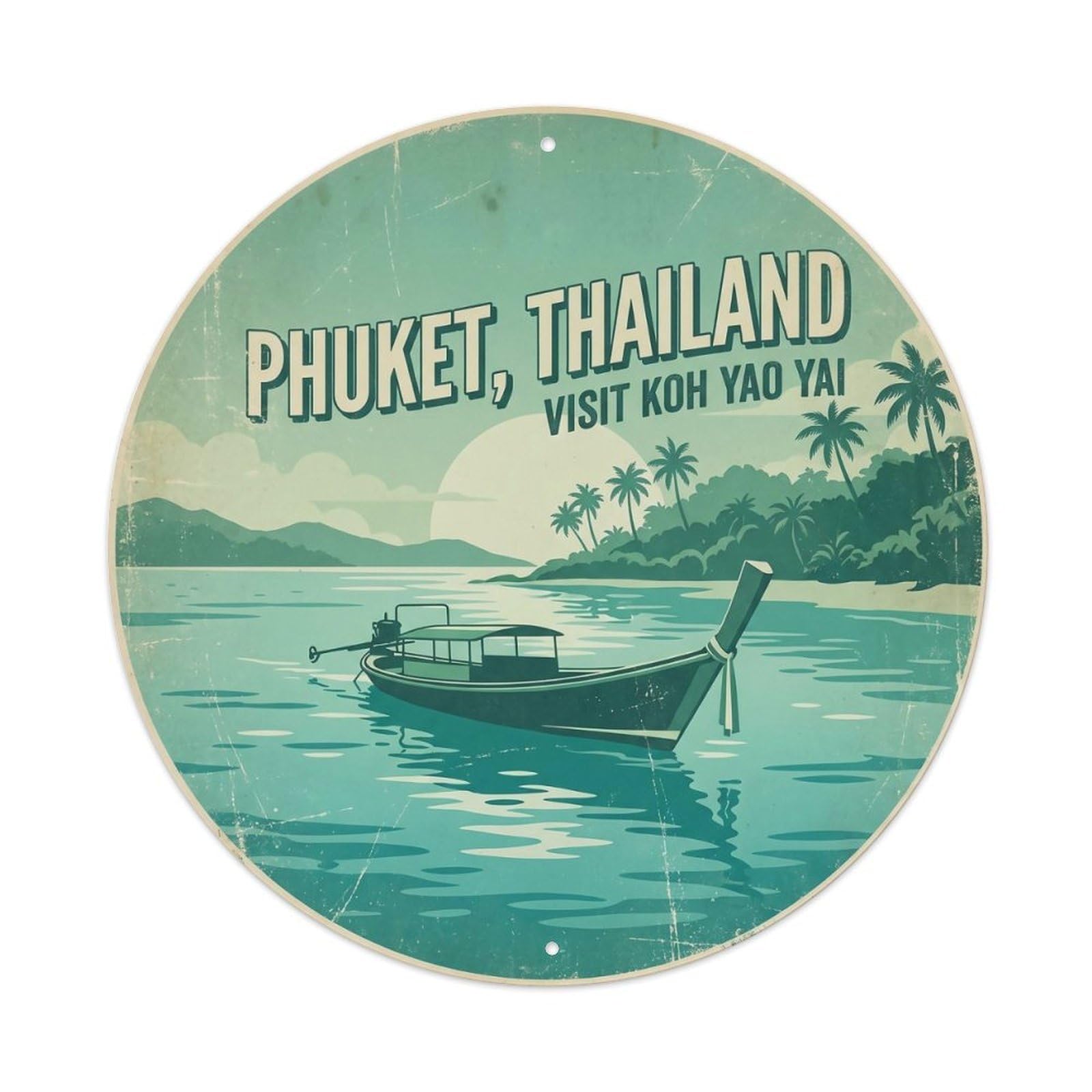 Odgynaw 8X8inch(20X20cm) Phuket Ko Yao Yai Island Escape Seaside Scenery Metal Tin Sign