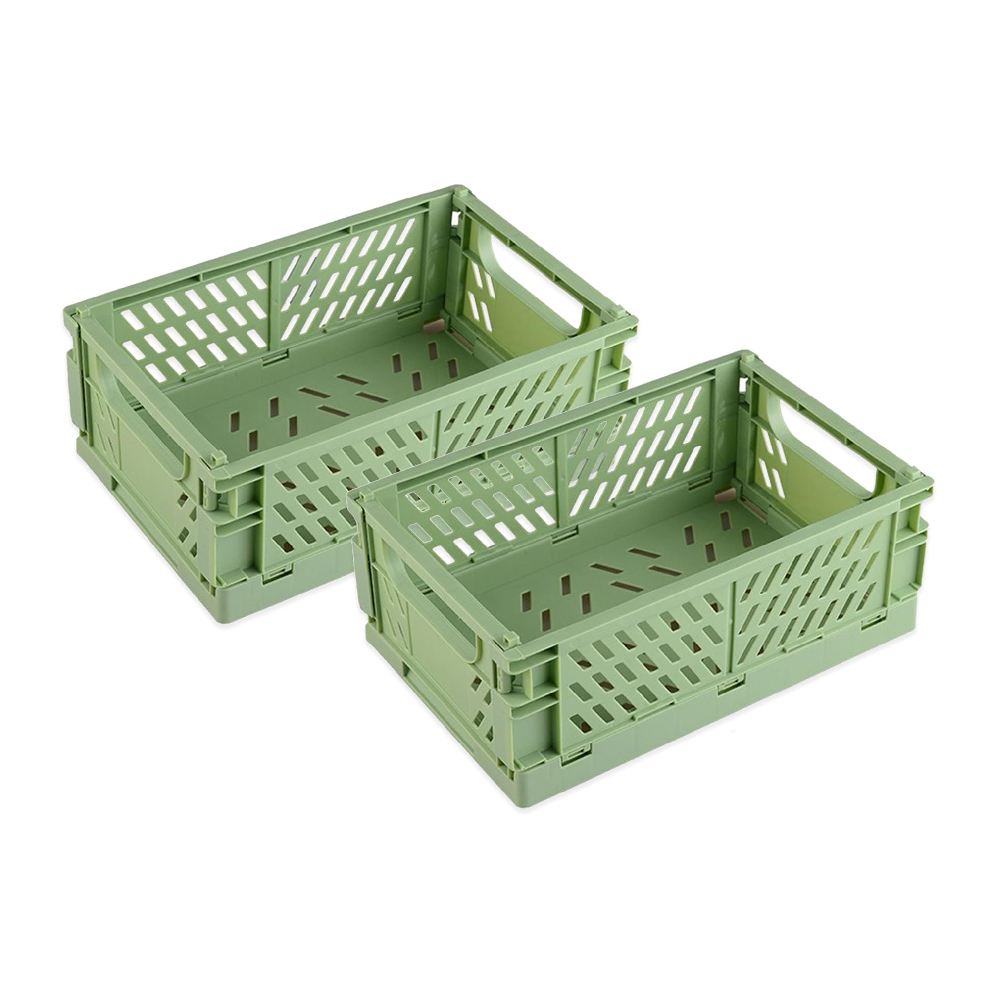 Kuber Industries Green (Set Of 2) Small & Rugged Plastic Basket For Storage - For Kitchen, Makeup, Toiletries & Bathroom Items