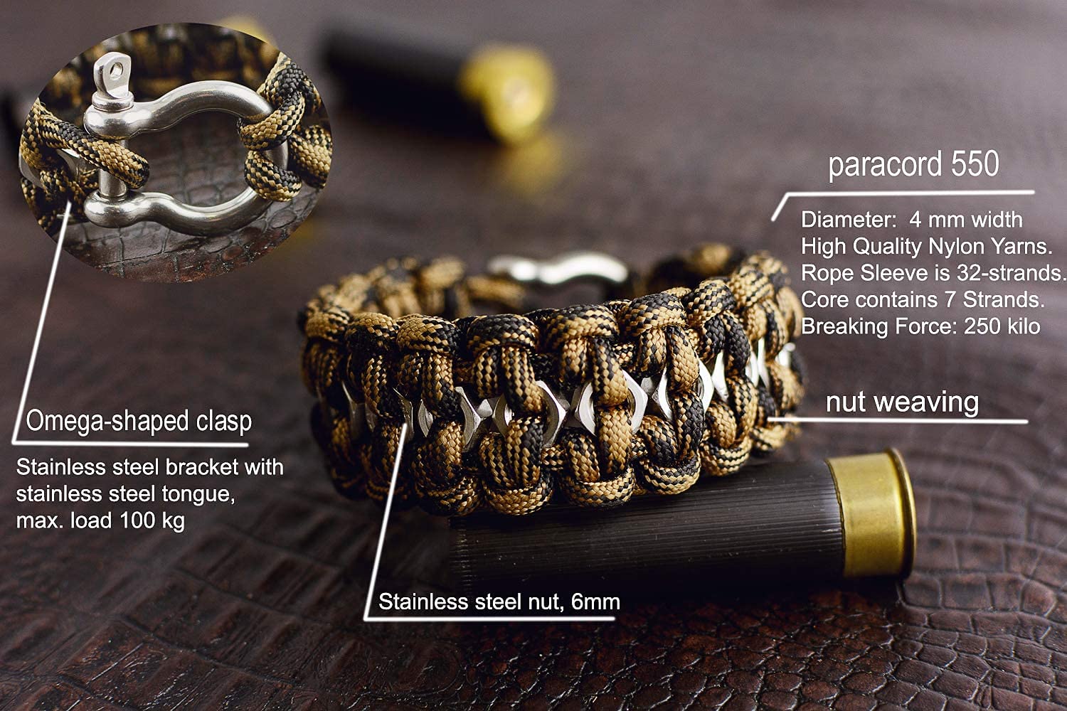 Amazon.co.jp: Grand Way パラコードブレスレット 六角ナット