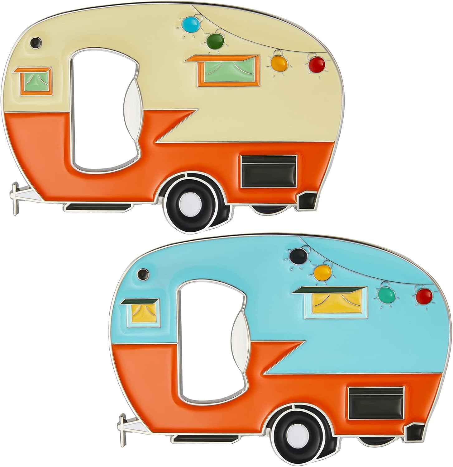 Bottle Openers Magnetic with Fridge Magnet Sticker Refrigerator Magnet Beer Bottle Openers, RV Caravan Camper for Indoor Outdoor Picnic Home Kitchen Tools (Blue, Yellow,2 Pieces)