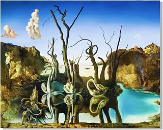Salvador Dali Prints - Swans Reflecting Elephants Poster, Surrealism Canvas Wall Art Decoration, Room Aesthetic Bedroom Wall Art Poster, Canvas Artwork Modern Art Living Room Decor Unframed (Color 13,12x15in/30x38cm)