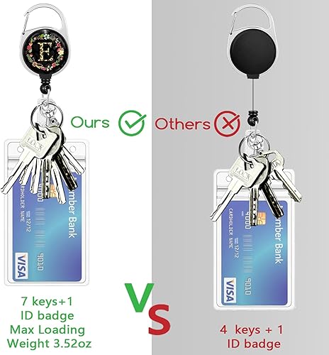 Miniatura 6 de Soporte personalizado para tarjetas de identificación con cordón, carrete retráctil de flores con clip de mosquetón, cordón de separación para