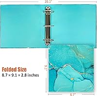 Vista 5 de Carpeta pequeña de 3 anillas de 5.5 x 8.5 pulgadas, carpeta de 2 pulgadas, anillo redondo, azul, paquete de 2