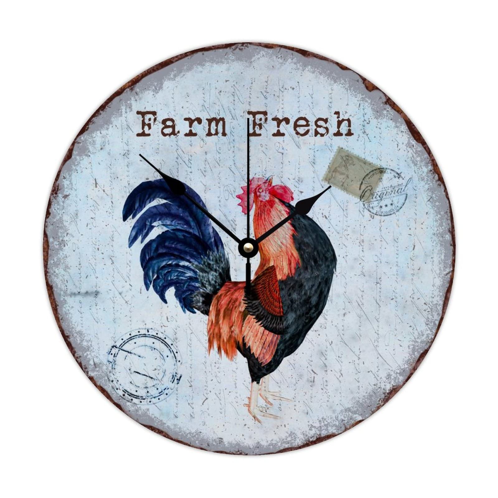 Horloge coq en bois decoration silencieuse pour cuisine et chambre