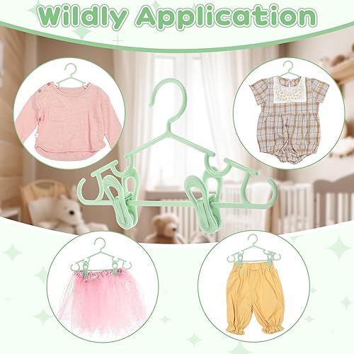 Miniatura 50 de Hsei Baby Hangers with Clips, Plastic Kids Pants Hangers for Nursery Closet, Top and Bottom Clothes Hanger Set for Newborn Child Infant Toddler Boys