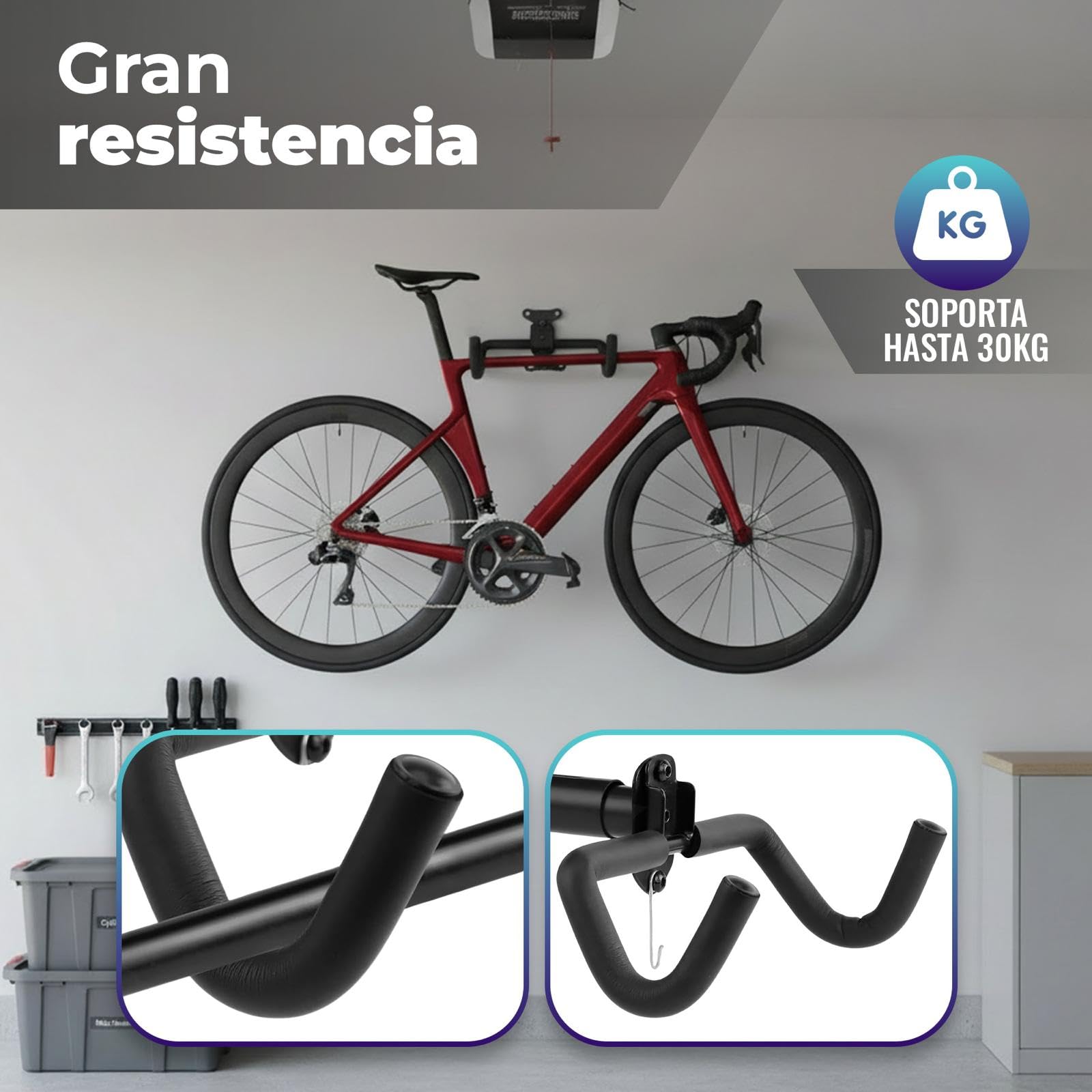 Soporte Pared Bicicleta De Forma Horizontal, Incluye Plantilla e Instruciones De Montaje. Soporte pared bicicleta Ajustable