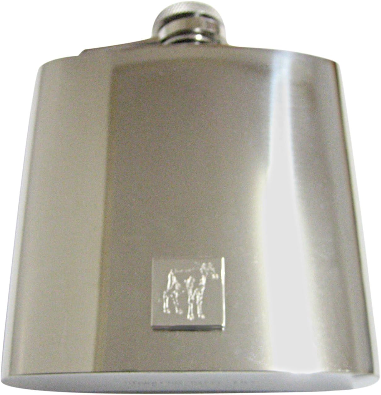 Kiola Designs Silver Toned Etched Cow Calf 6 Oz. Stainless Steel Flask