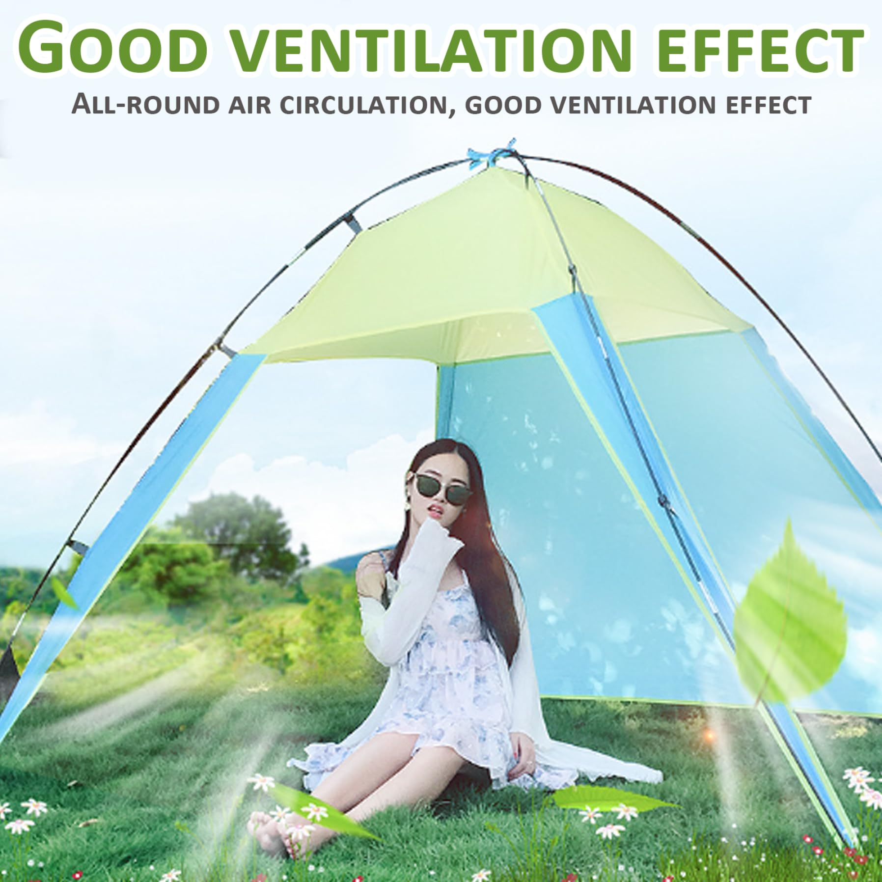 Abri Solaire de Tente de Plage étanche, auvent Plage ventilé avec Protection UV, Facile à Transporter et à Installer pour Le Camping, Le Pique-Nique dans Le Jardin 83 x 91 x 63 Pouces