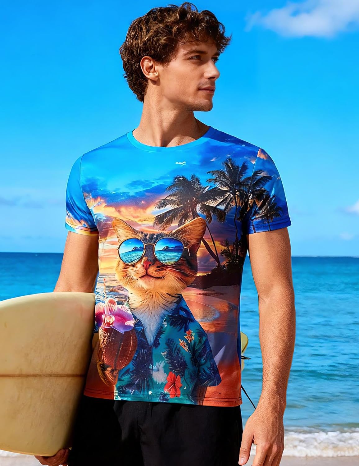 RAISEVERN Mens T-Shirts Cool Novelty Graphic Crewneck Short Sleeve Funny Casual Tees Top - Image 2