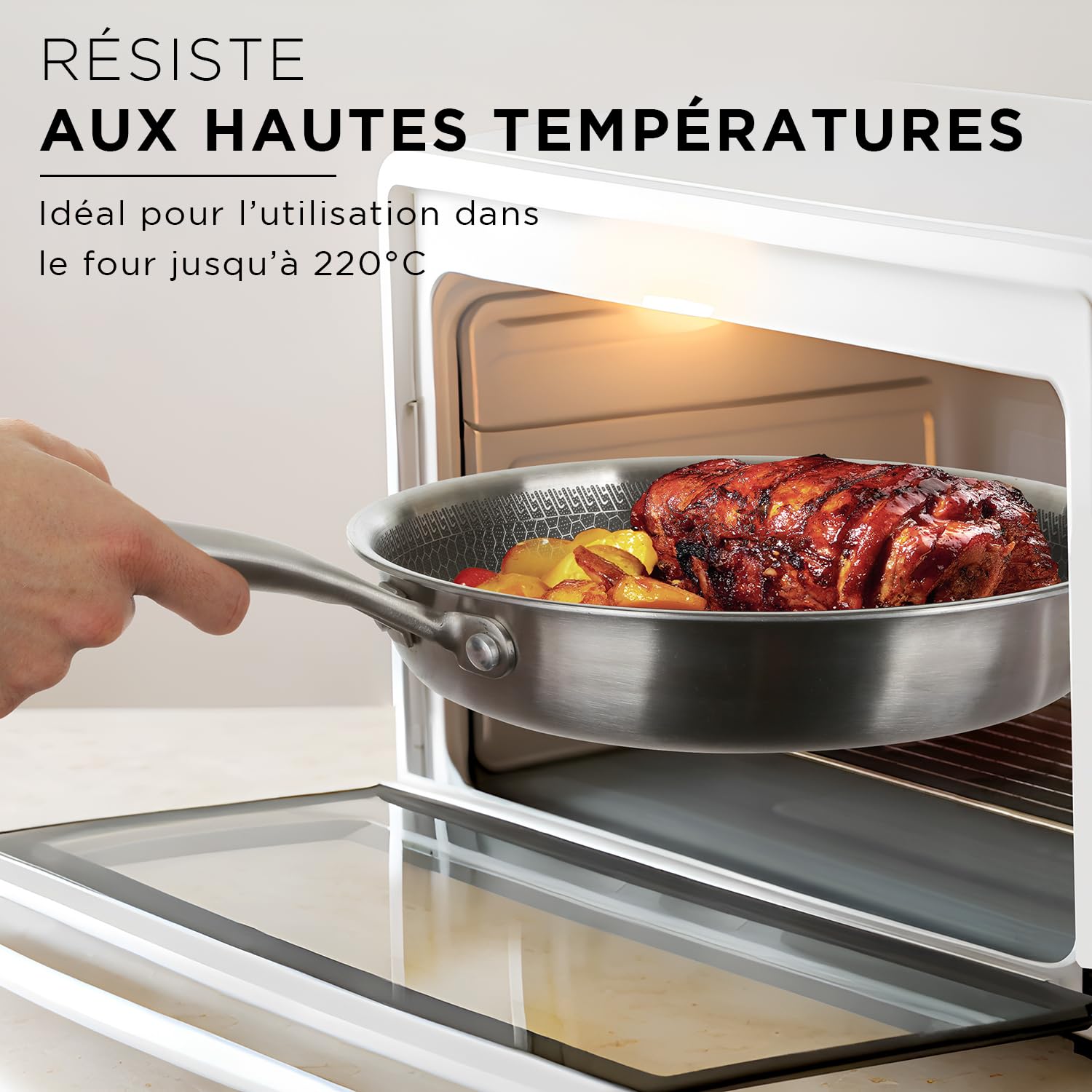 KASANOVA Batterie de cuisine Tri-ply, Ensemble de casseroles et poêles en acier inoxydable à trois couches, Casseroles antiadhésives compatibles avec tous types de plaques de cuisson (5 pièces)