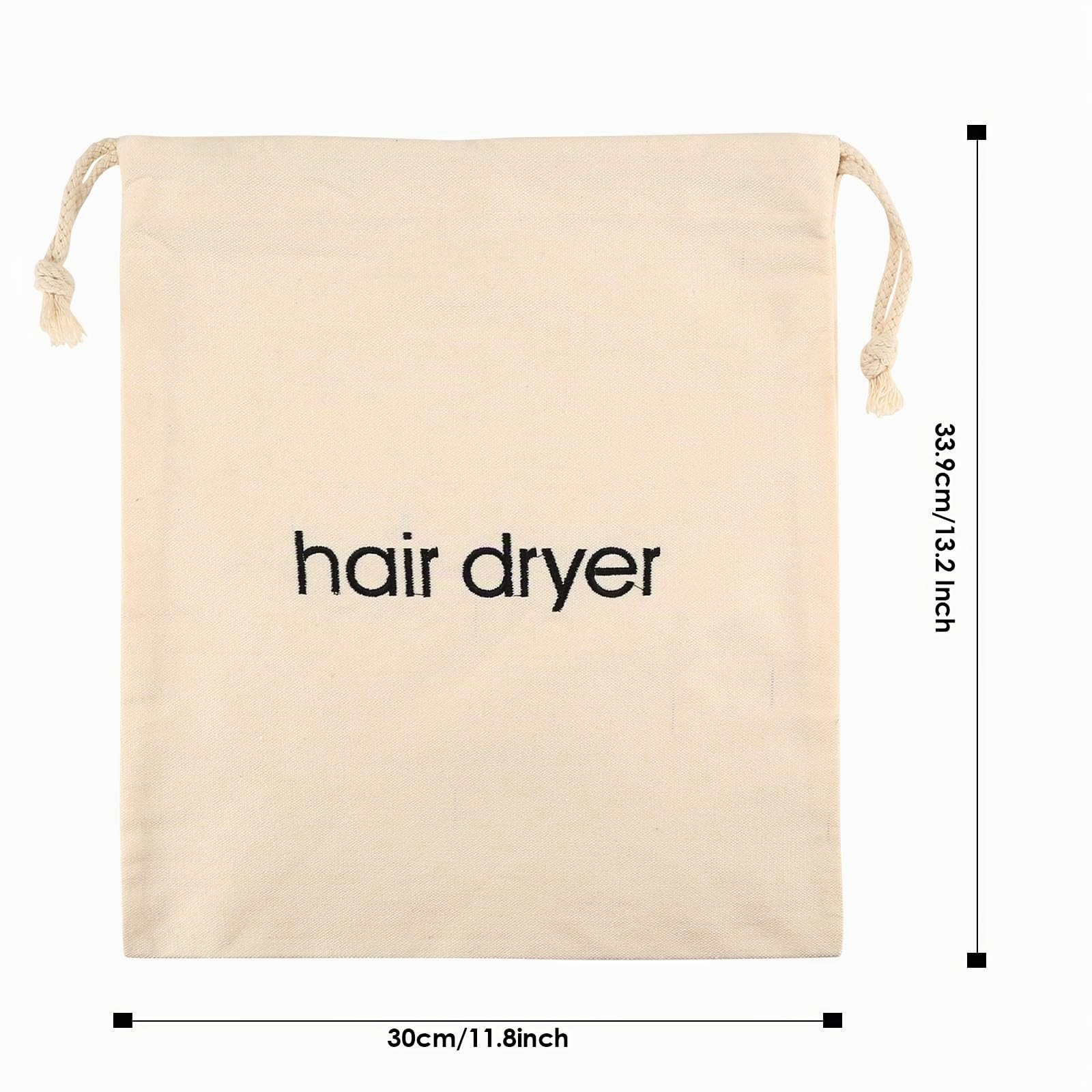 Bolsas para secador de pelo con cordón, bolsa para viaje, para guardar las cosas del baño, 30 x 34 cm (negra)