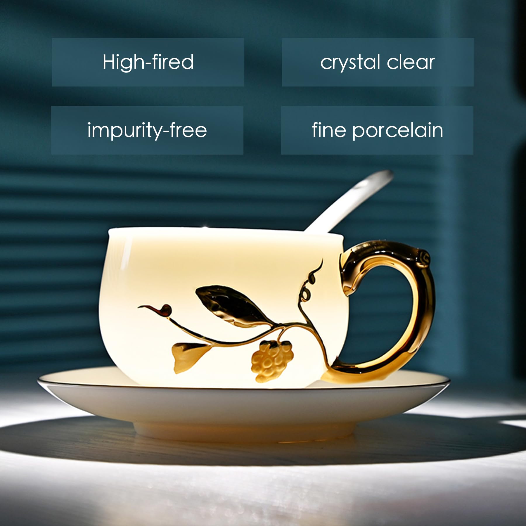 Mug à café en Porcelaine Fine Blanche Peinte à la Main, idéal pour Les Lattes, cappuccinos, thés et expressos, pour Les Amateurs de café, de thé de l'après-midi et de thé