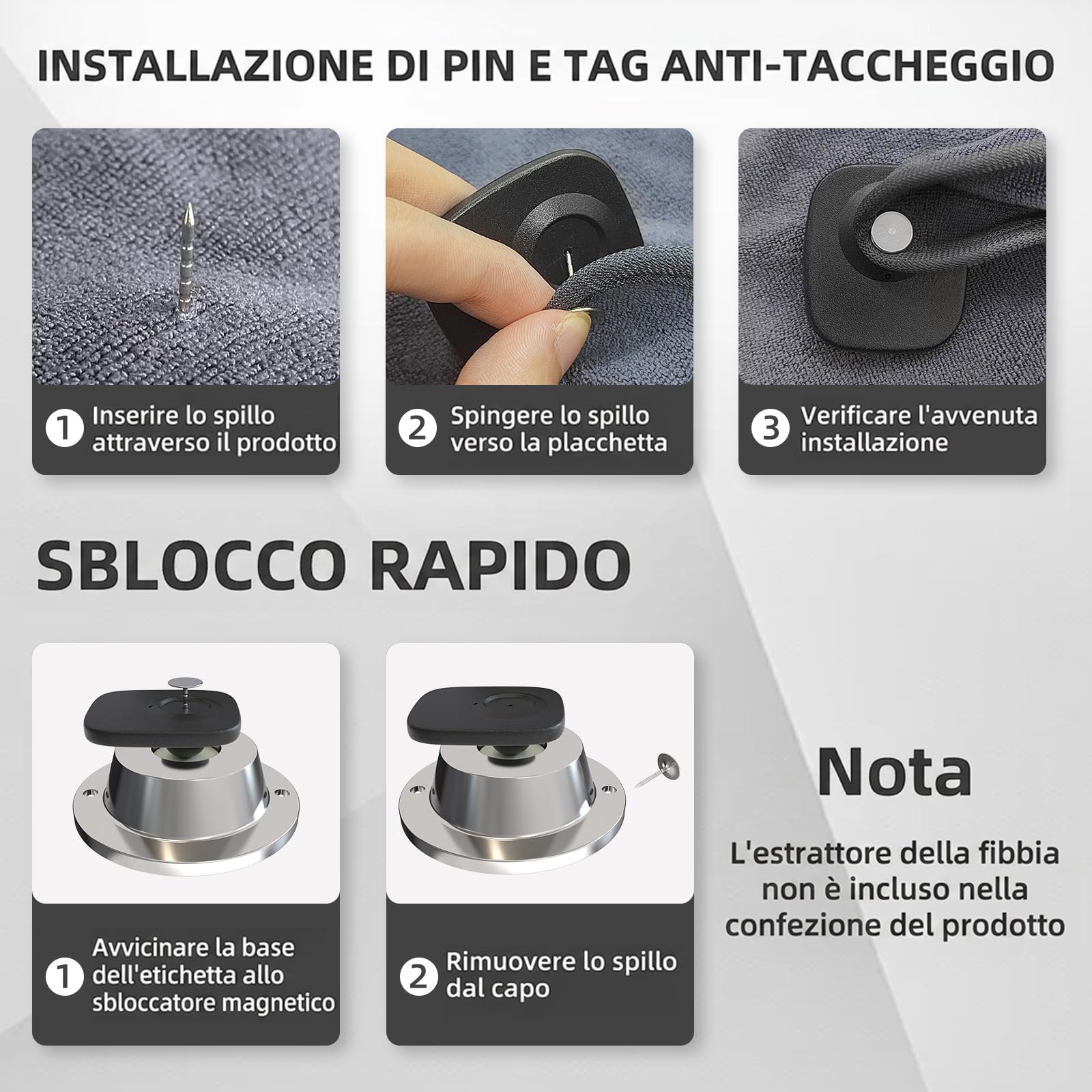 100 etichette antifurto di sicurezza, etichette rigide per negozio con cavo da 150 mm, compatibili RF 8,2 MHz per abbigliamento, scarpe e borse (1,6 × 1,8 pollici) (100)