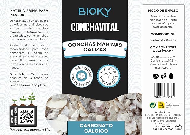 Foto 6 de 7 de Bioky ConchaVital 3kg - Calcio para Gallinas Ponedoras y Otras Aves