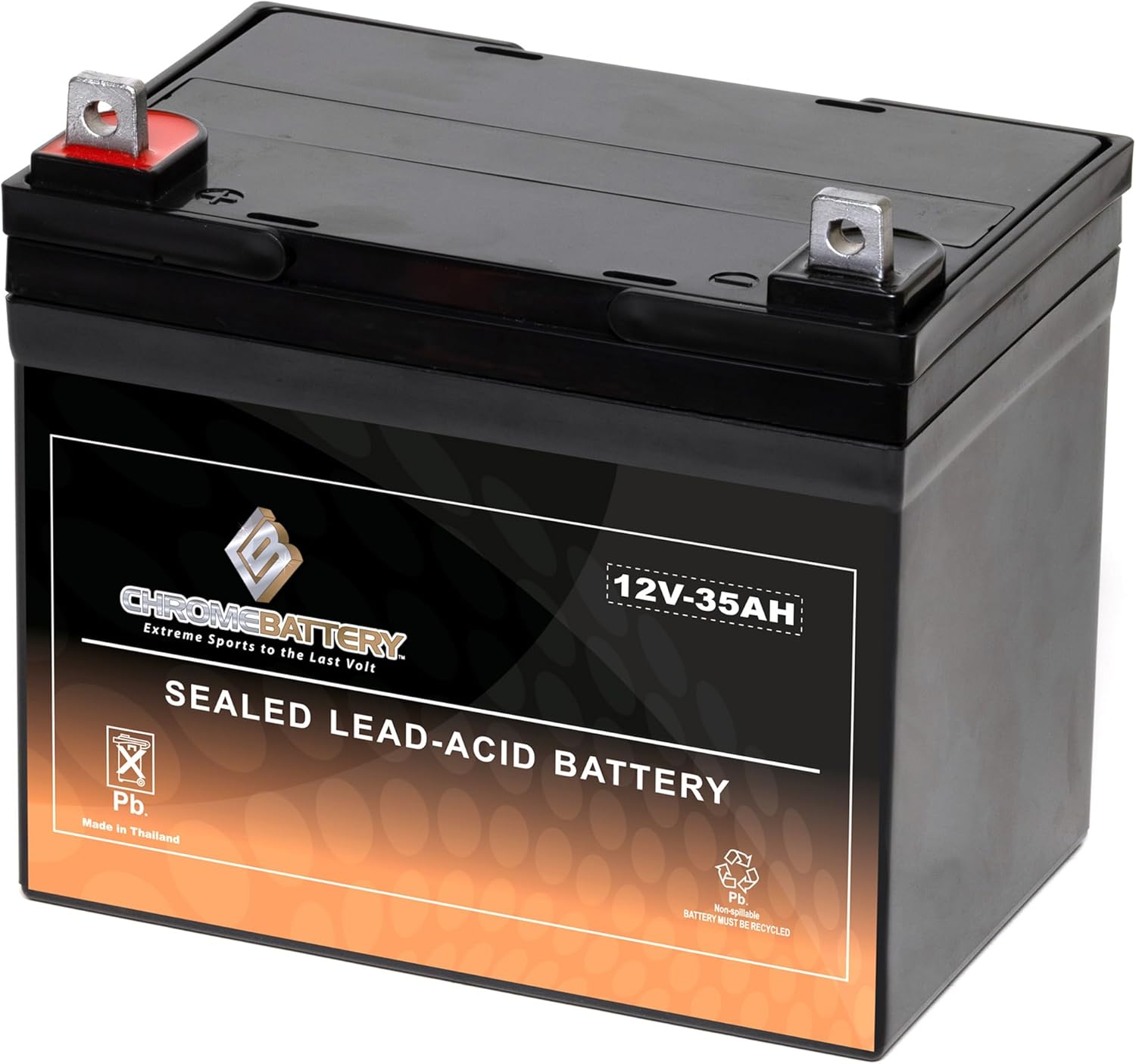 CB CHROMEBATTERY 12V 33AH T3 Maintenance-Free Battery for Lawn Mowers, Snow Blowers, Solar Energy, UPS Systems, and More - Nut and Bolt (T3) Terminal