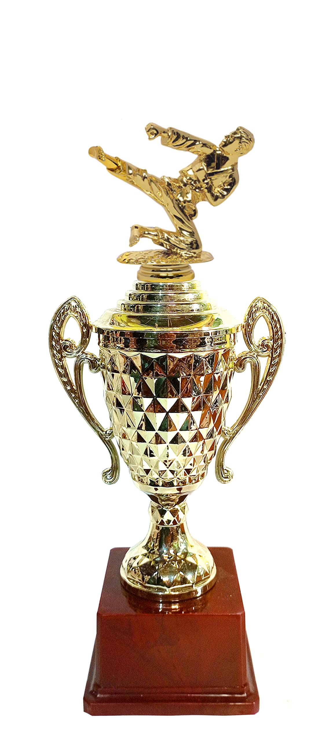Be Win Diomond Designed Fiber Cup Trophy for Sports Events, Functions, Tournaments & Competitions Size Approximate 14" Inches (Karate)-picture-23