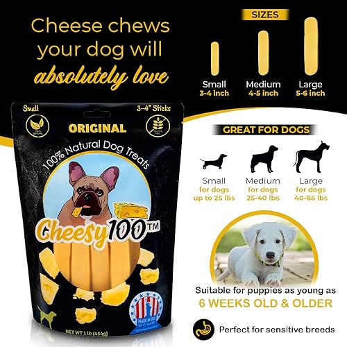 Miniatura 4 de Cheesy100 Masticables de queso para perros, hechos a mano en Estados Unidos para cachorros y perros, alternativa natural más suave a los masticables