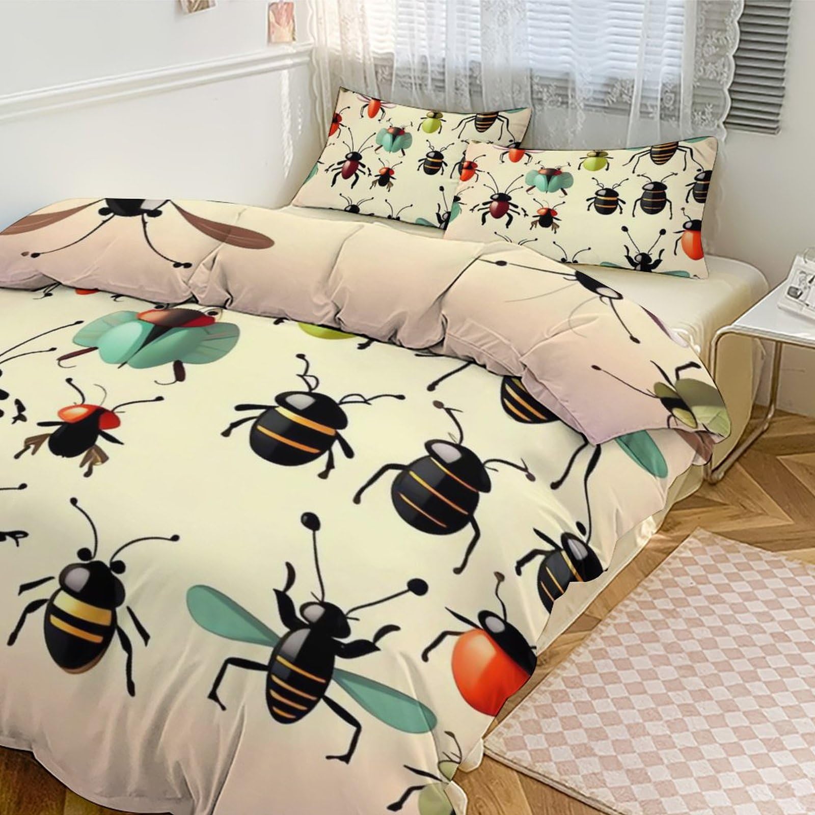 Housse de couette pour grand lit ultra douce parure de lit 3 pièces respirante