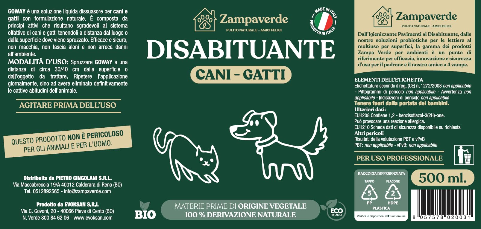 Disabituante Cani Gatti Interno Esterno + Shampoo Secco Gratis