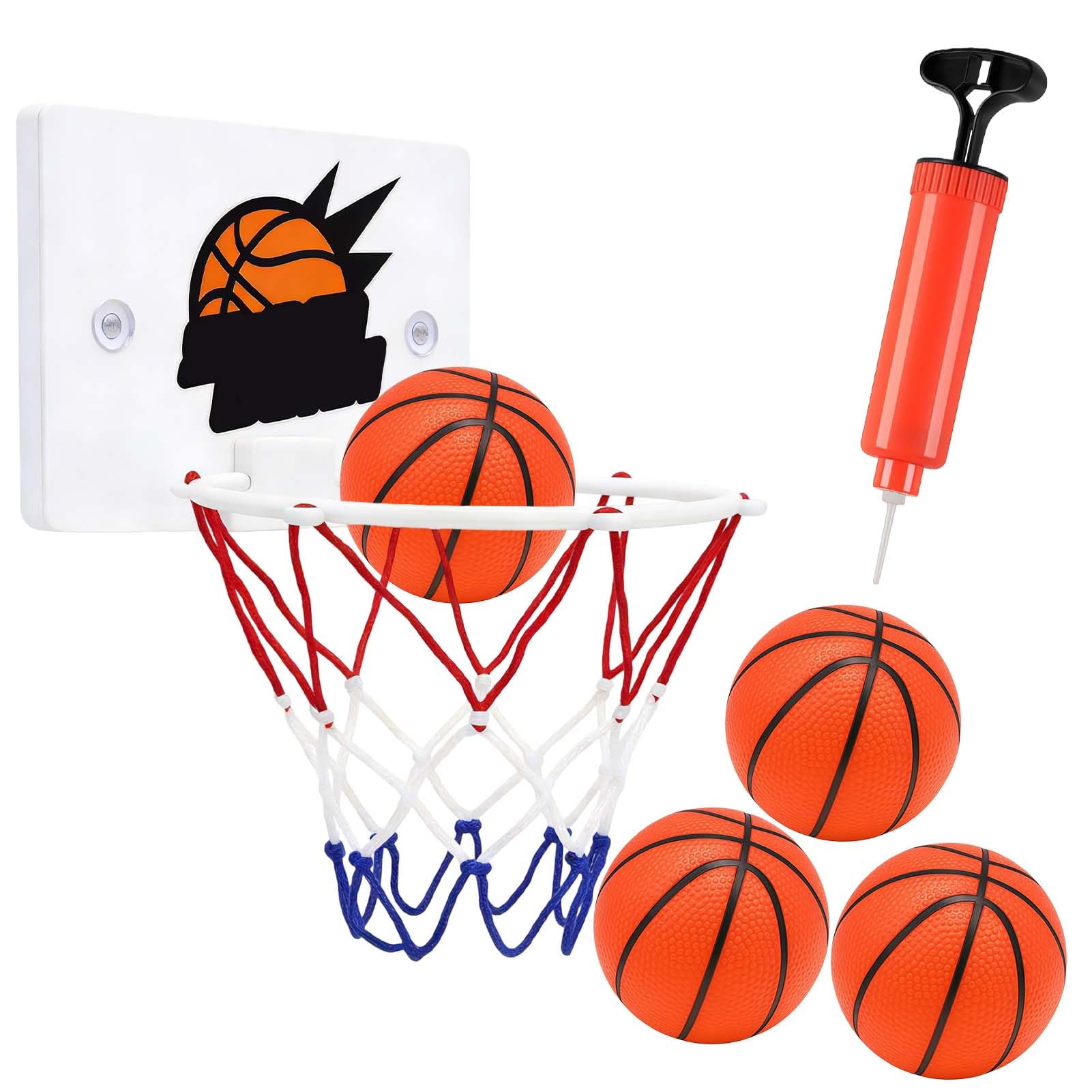 Mini Basketballkorb Indoor Set, Basketball Korb im Zimmer Wandmontage Mit 4 Mini Balls, Minis Basketball Mit Luftpumpe, Basketball Indoor für Indoor-Aktivitäten, Büro, Geschenkidee, Geburtstag