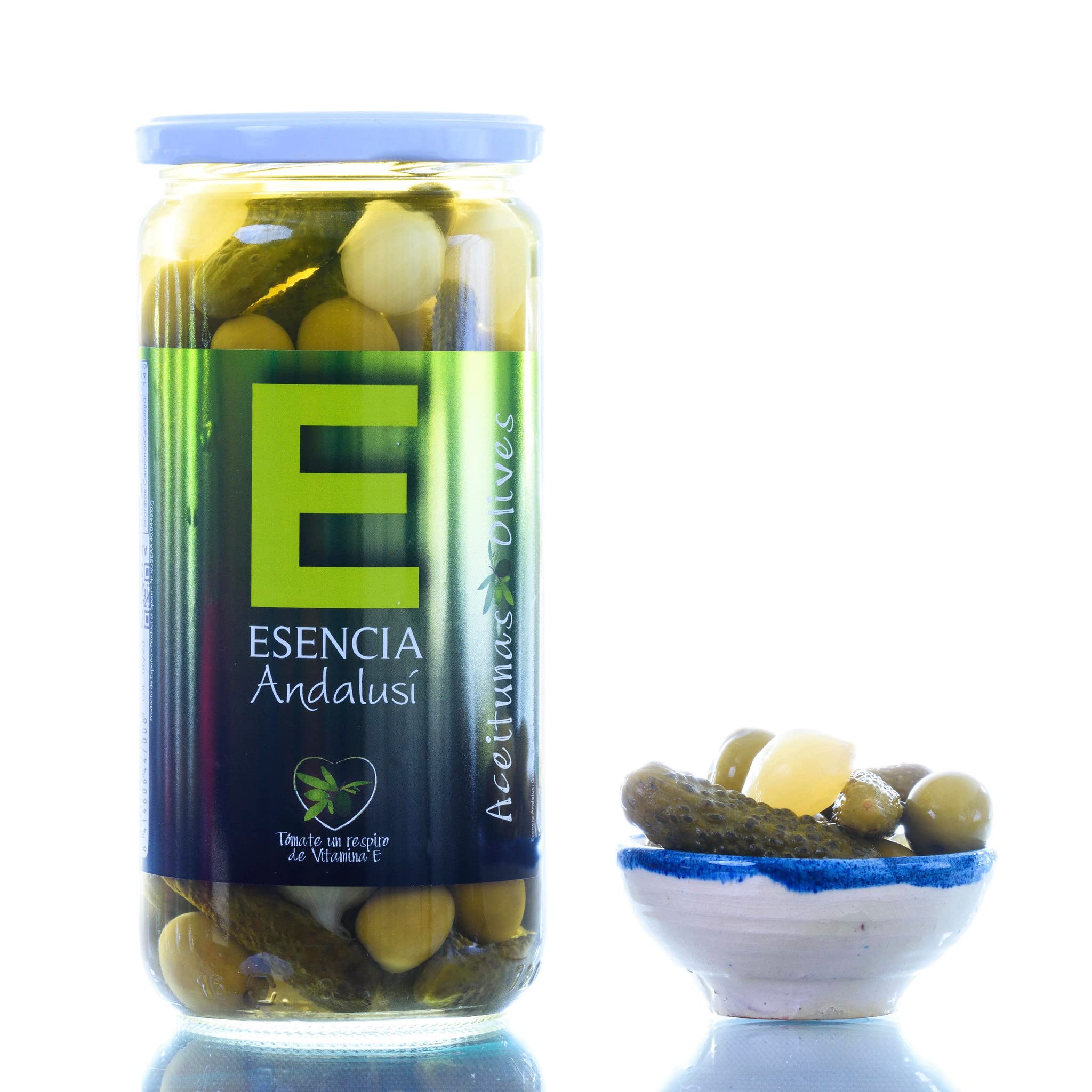 Encurtidos Cocktail de Aceitunas Pepinillos y Cebollitas Sabor Anchoa de Jaén Tarro 700g