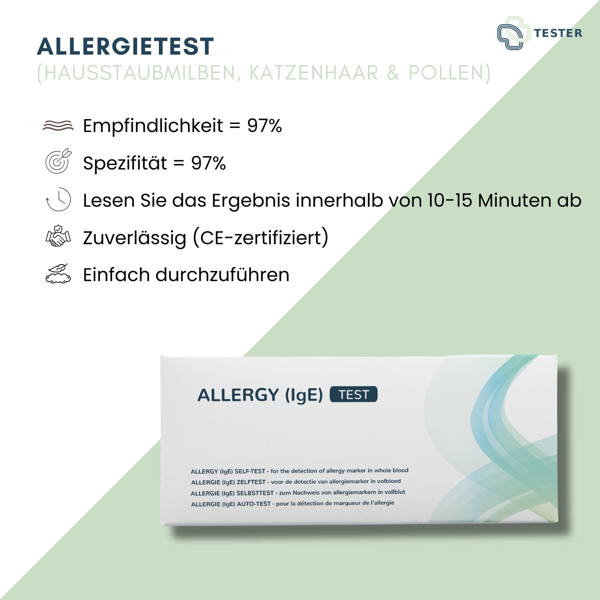 Test per Allergie (Acari della Polvere, Peli di Gatto & Pollini)