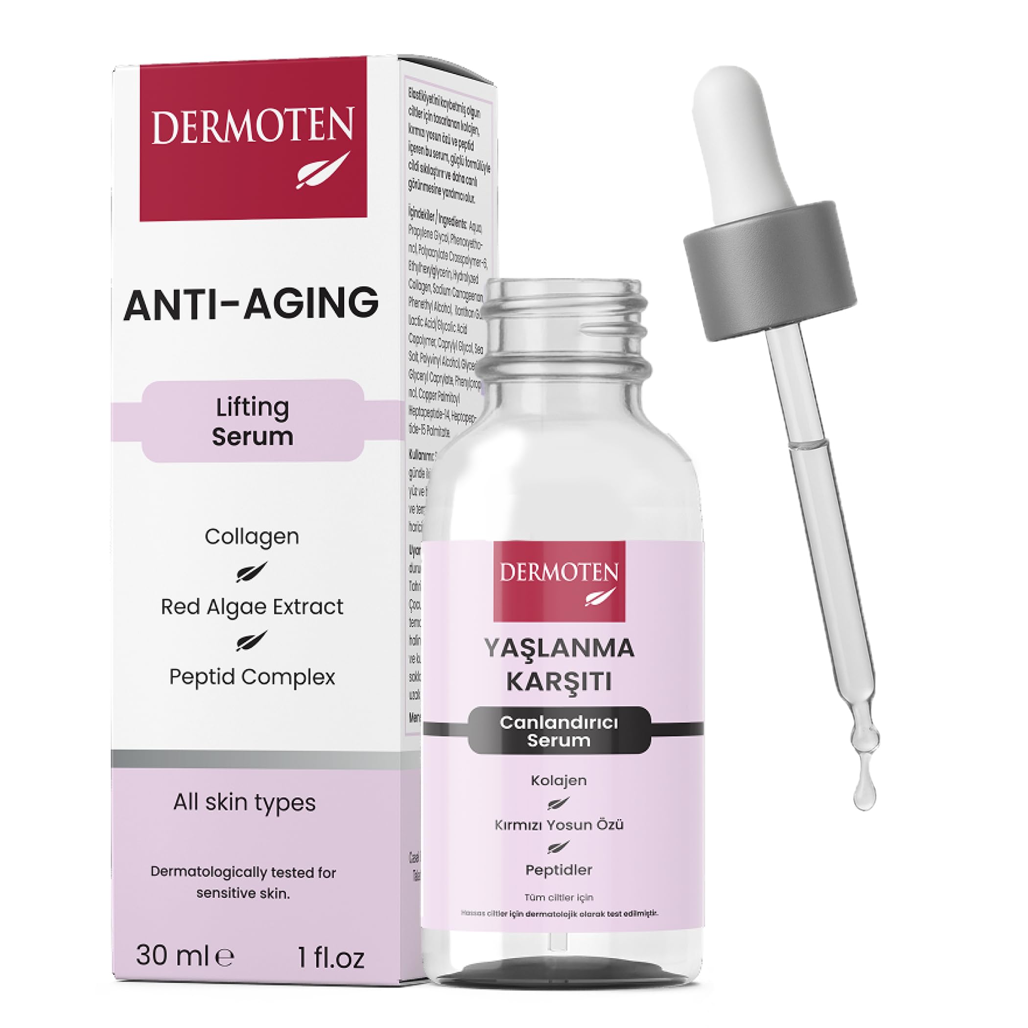 Dermoten Yaşlanma Karşıtı, Kolajen Cilt Bakım Serumu 30 ml