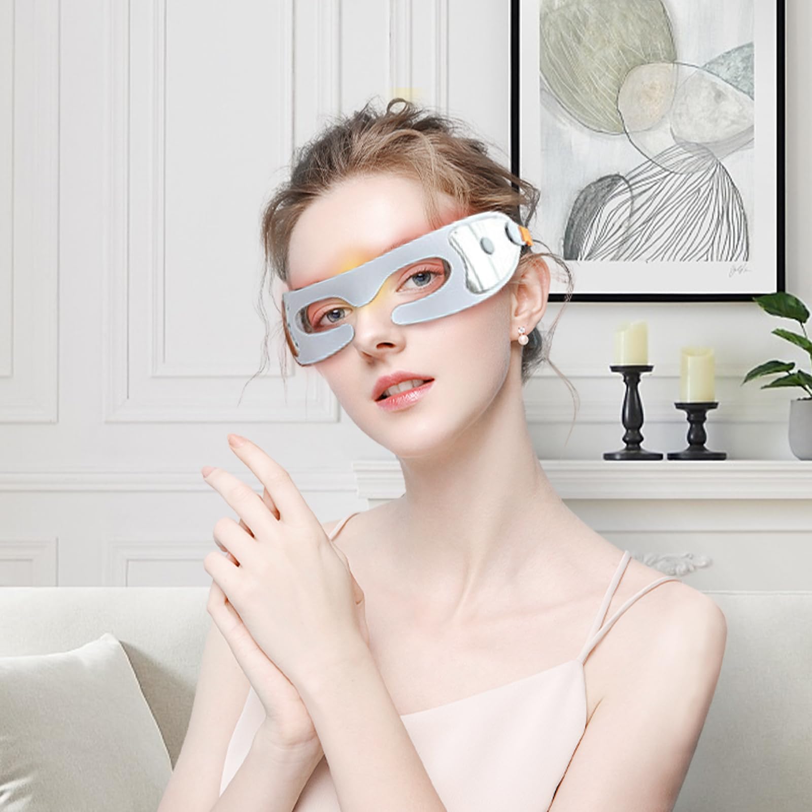 Augenmassagegerät,CEIEVER Mikrostrombrille mit 3 Massagemodi Elektrisches Augenmassagegerät Rotlicht Anti-Falten-Massagegerät für trockene Augen Schlaf