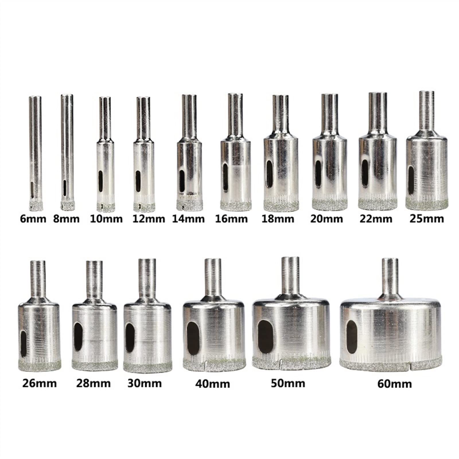 Set di punte for trapano diamantate 10/28pcs 6-60mm Kit for seghe a tazza for vetro Marmo Granito Piastrelle in pietra Piastrelle for seghe a tazza in ceramica Punta for trapano(No.8 28pcs Set)