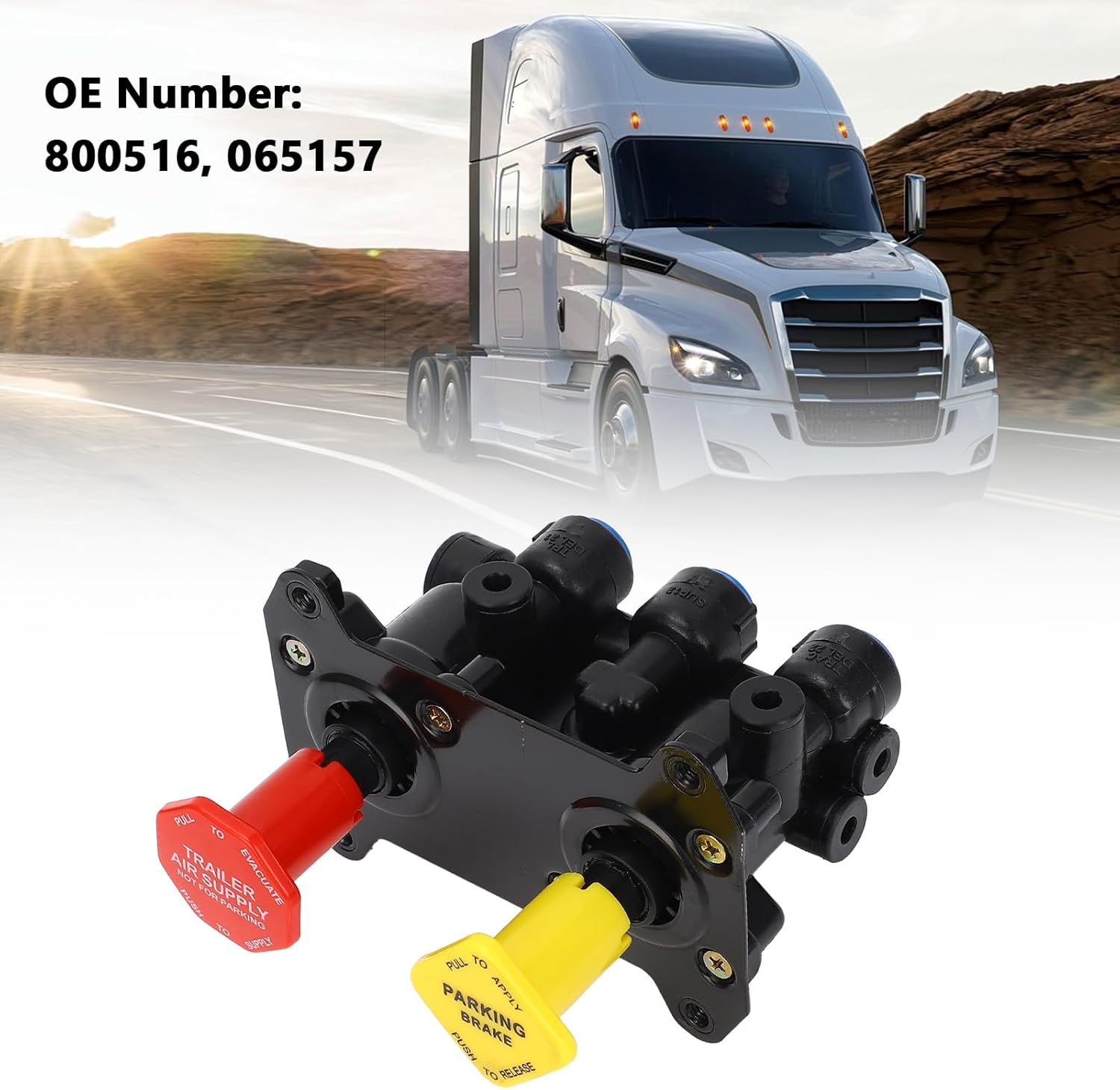 Brake Valve, Dash Control Parking Brake Valve Module Replacement 800516 Metal Air Brake Control Switch for Heavy Duty Truck Trailer