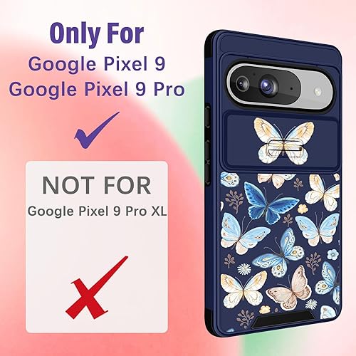 Miniatura 8 de Funermei Funda 2 en 1 para Google Pixel 6A para mujeres, linda funda de mariposa para niñas, diseño único con funda para cámara y soporte de anillo