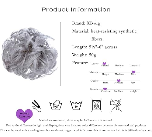 Miniatura 8 de XBwig Extensiones de cabello ondulado y rizado con moño desordenado, pieza de cabello sintético para cabello recogido, #2788 Mezcla de marrón