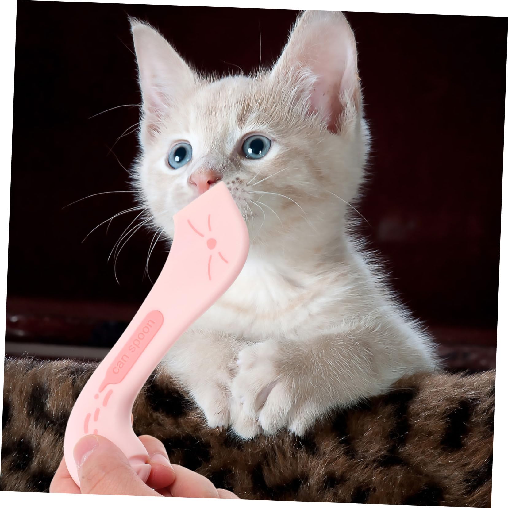 Hemoton Cat Tail Can Lid Scoop Reusable Pet Food Covers TPR Can Lids Cat and Dog Food Spoons Whisker-Friendly Bowl