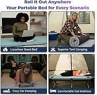 Vista 3 de Hazli Matrix AirCell - Colchón enrollable de espuma viscoelástica para adultos, tapete portátil de espuma para dormir, colchoneta de dormir