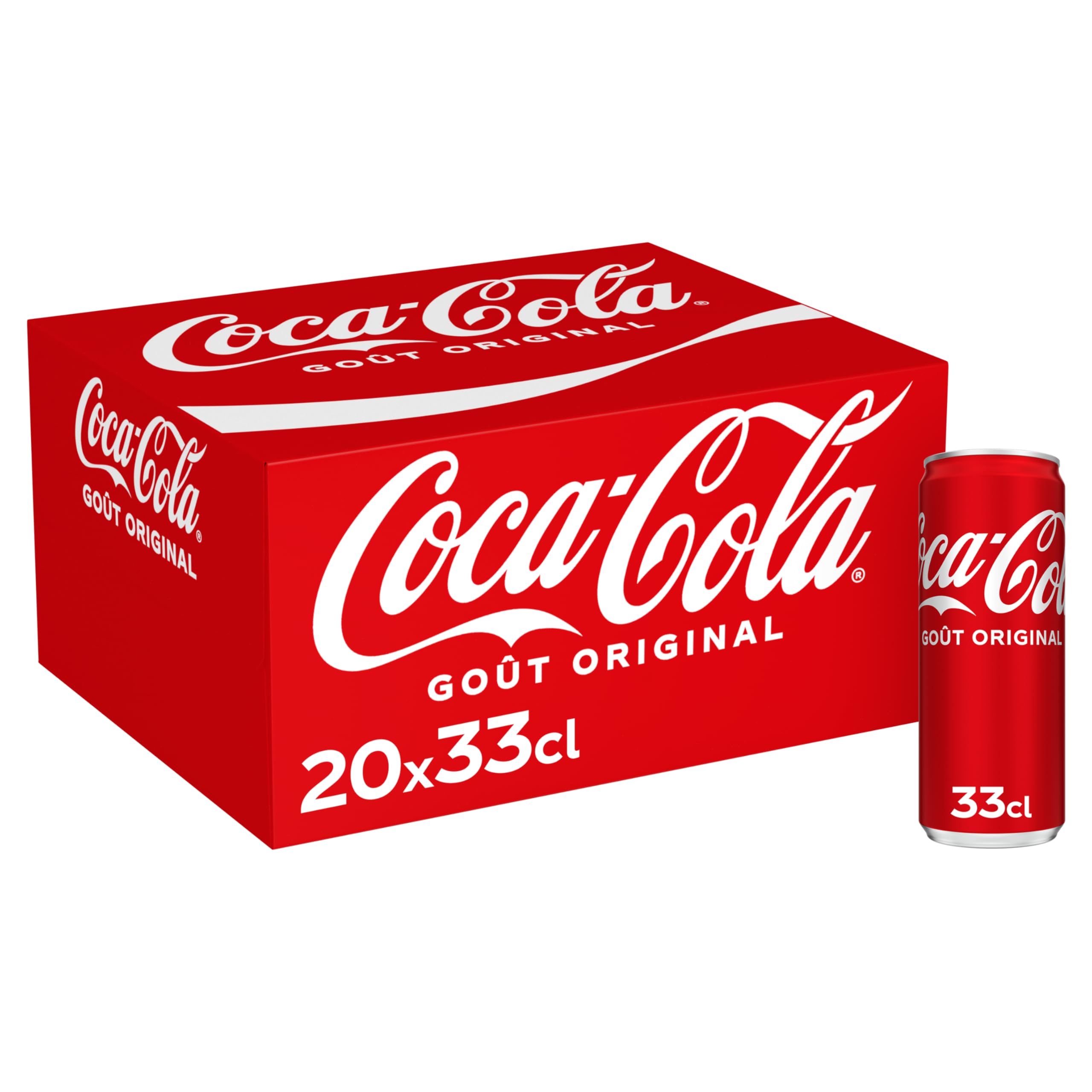 Coca-Cola - Boisson gazeuse, 20 canettes de 33 cl