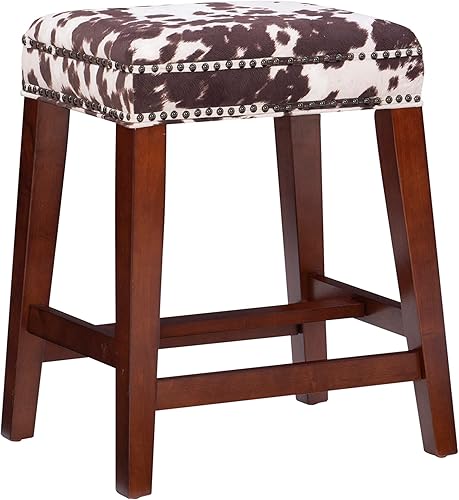 Miniatura 8 de Taburete de mostrador sin espalda con estampado de vaca marrón Harlow Linon Estampado de vaca café.,negro, (Black Cow Print),Gris
