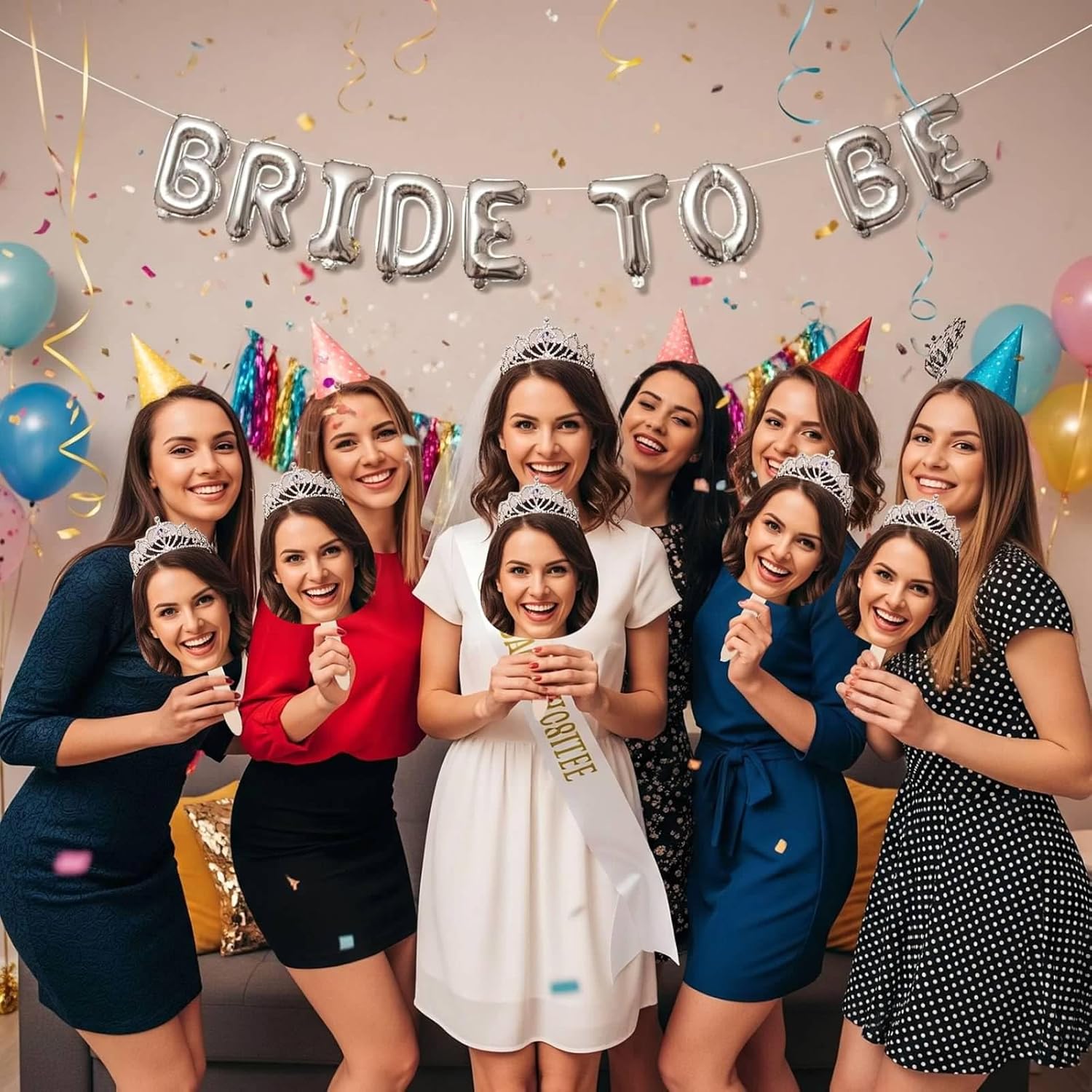 6–18 Inch Big Head Cutout on Stick, 10PCS Birthday Party Decorations