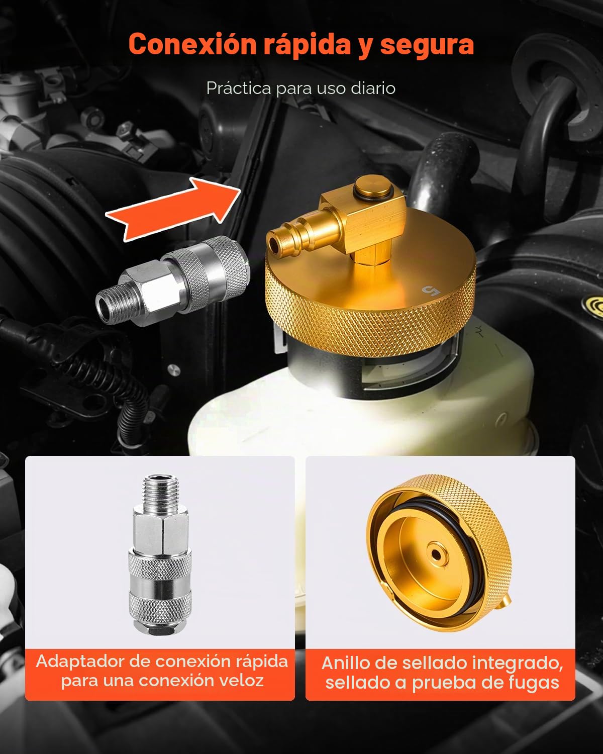 VEVOR Kit de Purga de Frenos Maestro, 17 uds, Juego de Adaptadores de Purga de Frenos Profesional con Kit Completo y Manija, Apto para la Mayoría de Vehículos Nuevos y Viejos, 360 x 310 x 90 mm