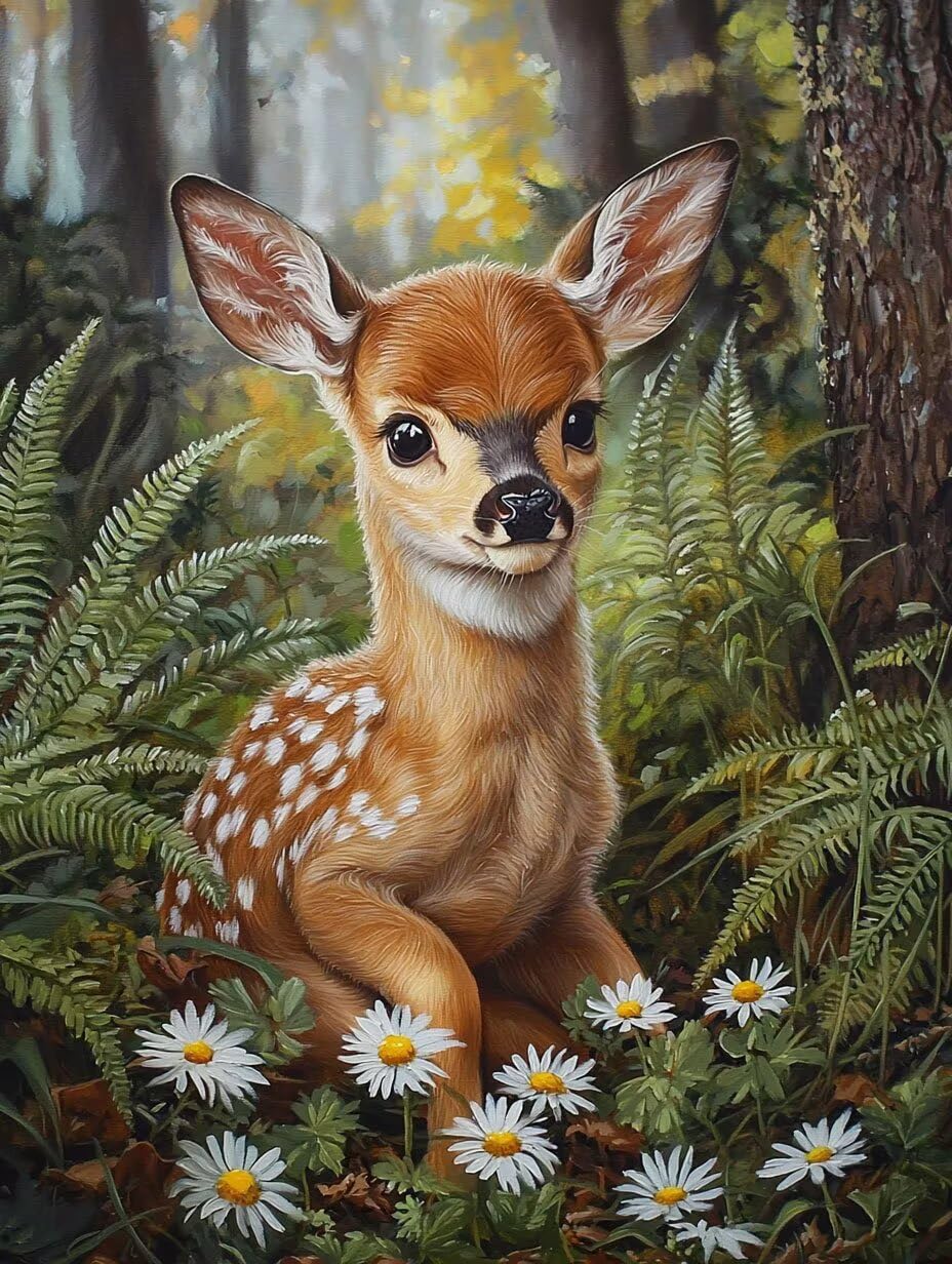 WEISHIWE Malowanie po numerach dla dorosłych płowy w lesie 61 x 82 cm z-828