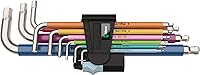 Wera 3950 SPKL/9 SM Stainless Steel Metric Hex L-Key Set - 9-Piece Long Arm, Hex-Plus, Color-Coded, Rust-Proof