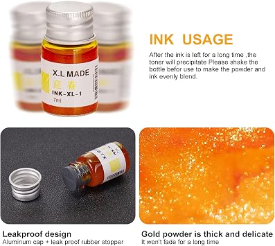 Drawing Inks,Calligraphy Inks, 12 Colorful Dip Pen Ink Set for Writing, Drawing, Great for Gift Giving.