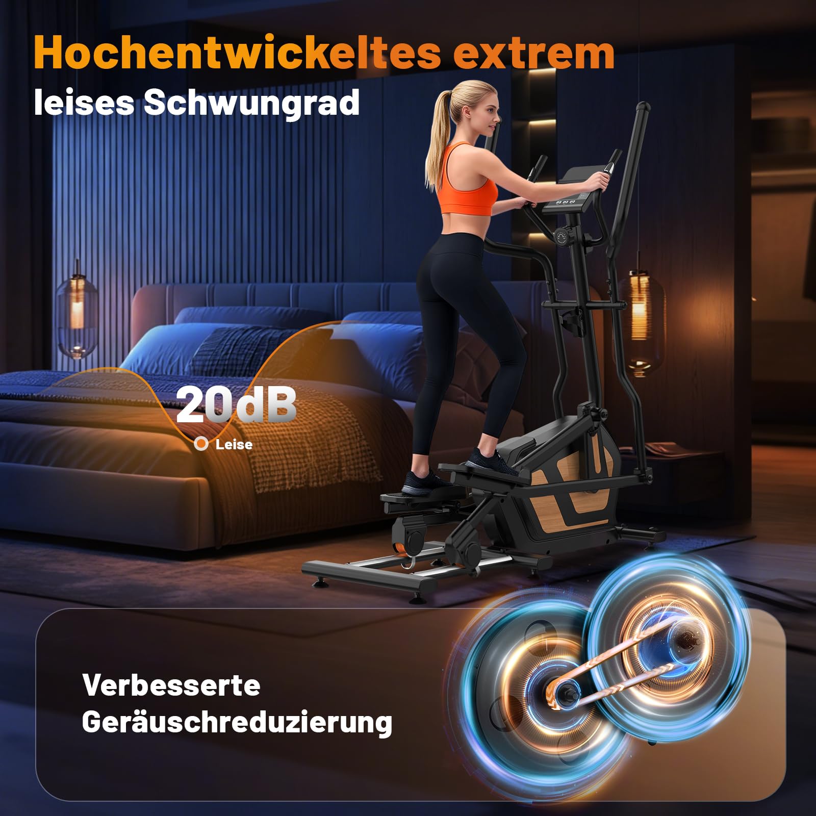 Crosstrainer 3-in-1 Magnetischer Ellipsentrainer 16 Widerstandsstufen 10kg Schwungrad 45cm Schrittlänge 150 kg